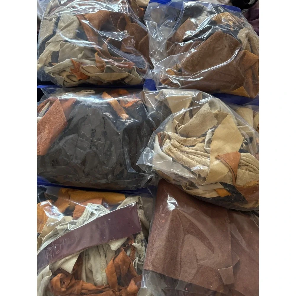 Genuine Leather and Suede Scraps Earth Tone Remnants 15.5 OZ
